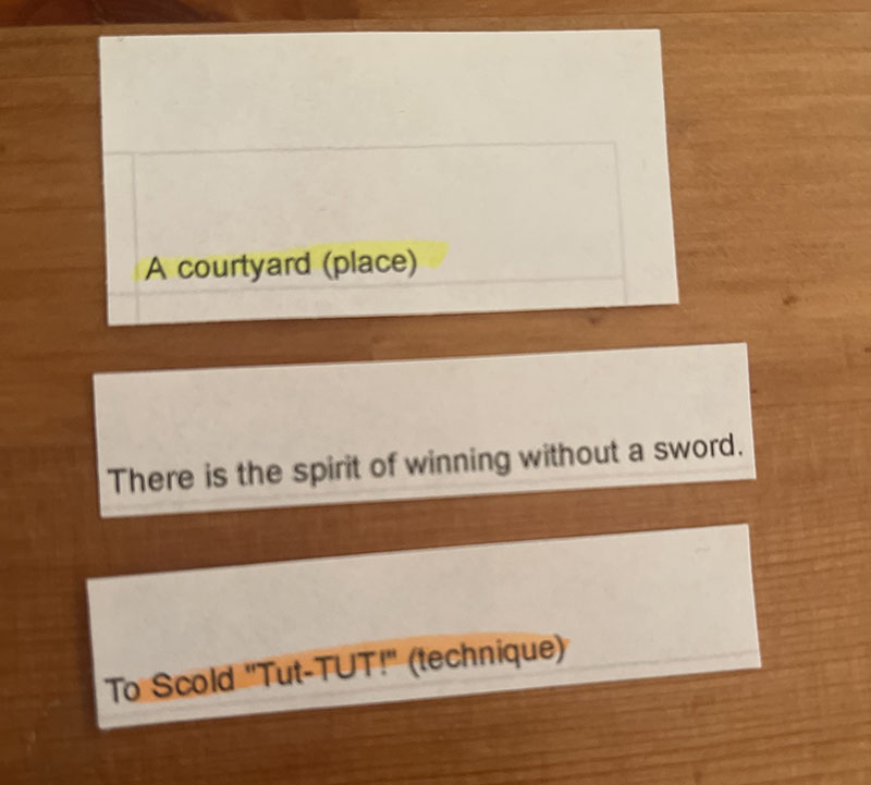 A courtyard; There is the spirit of winning without a sword; To Scold "Tut-Tut"