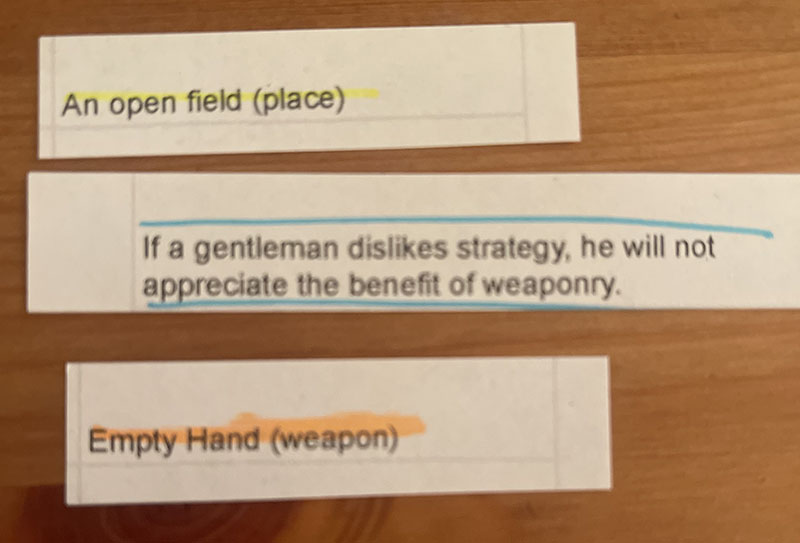 An open field; If a gentleman dislikes strategy, he will not appreciate the benefit of weaponry; Empty Hand
