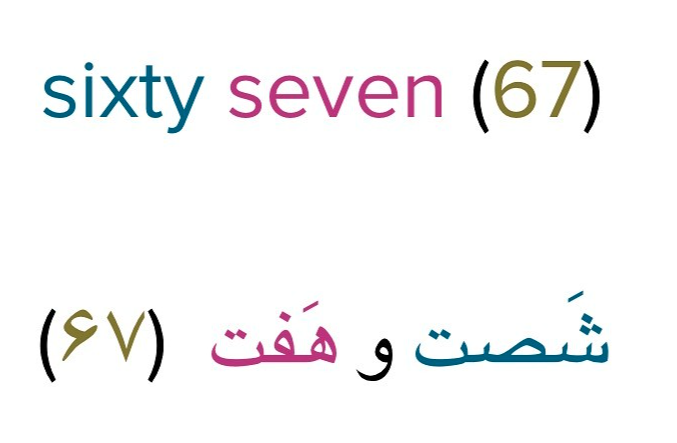 Sixty Seven, in Farsi script